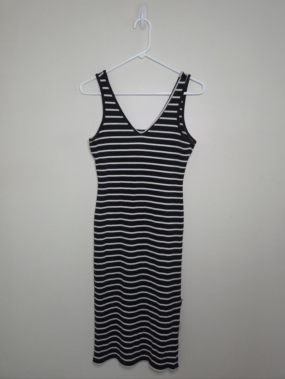 Women's Haley & June Striped Sleeveless Fitted Midi Dress Sz Large